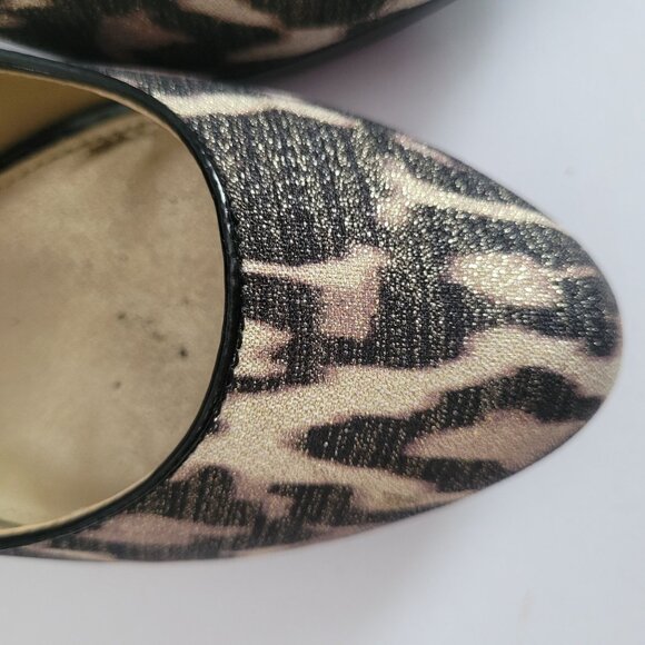 Leopard Print High Heel Pumps Womens 7M By Bandolino Textile Upper Black & Gold - Picture 5 of 8